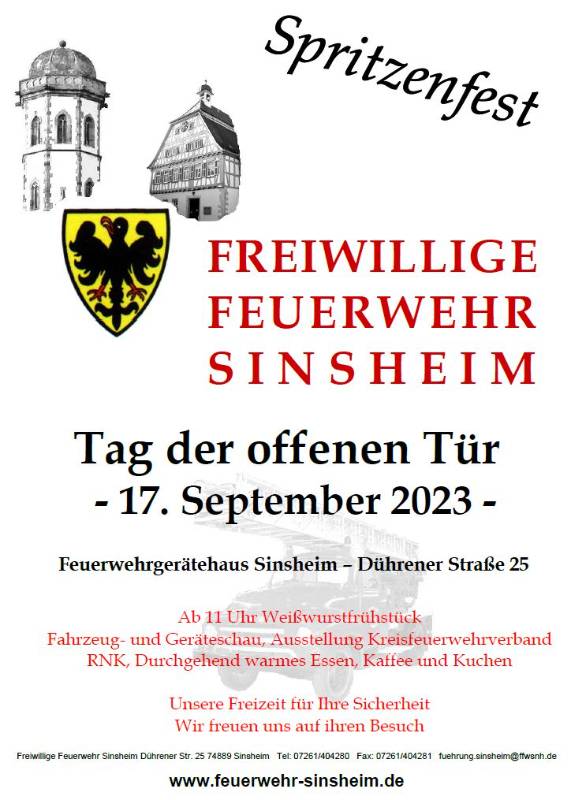 Spritzenfest Feuerwehr Sinsheim 2023 Plakat ©Pressestelle FF SNH